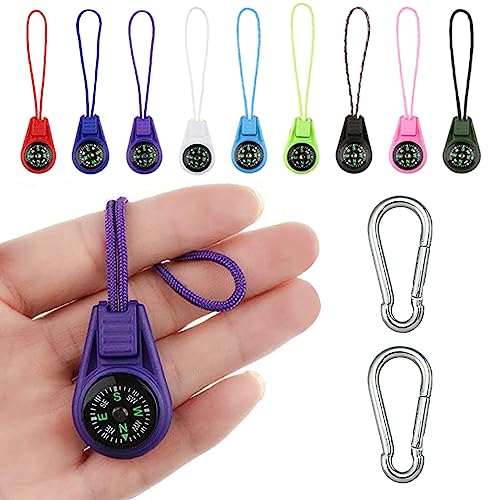 9 Stück Multi-Farbe Mini Überleben Kompass Kompass Outdoor Kompass Kinder Kompass Klein Mini Kompass Mini Kompass Anhänger Compass mit 2 Karabinerhaken Geschenke für Kinder von BNOYONERAS