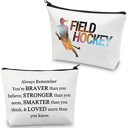 Feldhockey-Geschenk für Frauen Make-up-Tasche Feldhockeyspieler Geschenk Feldhockey Mädchen Geschenk Feldhockey-Liebhaber Geschenk Kosmetiktasche, Feldhockeytasche, Modisch von BNQL