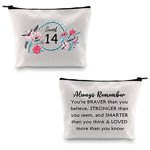 Sweet 14 Gifts for Girls 14th Birthday Bag 14 Years Old Girls Gifts Happy 14th Birthday Gifts Makeup Bags Pencil Pouch Large Canvas von BNQL