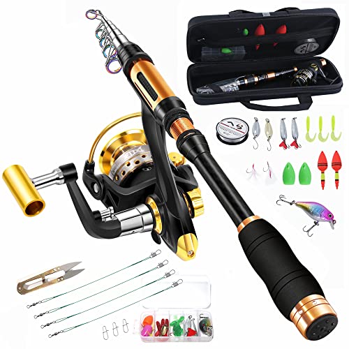 BNTTEAM Spinnrute und Rolle Combo 2,1 m, 2,4 m, 3,0 m, 3,6 m, Carbon Teleskop-Angelrute 13BB Angelrolle Tasche Köder Schnur Haken Set BNTTEAM Spinnrute und Rolle Combo 2,1 m, 2,4 m, 3,0 m, 3,6 m, Carbon Teleskop-Angelrute 13BB Angelrolle Tasche Köder Schnur Haken Set von BNTTEAM