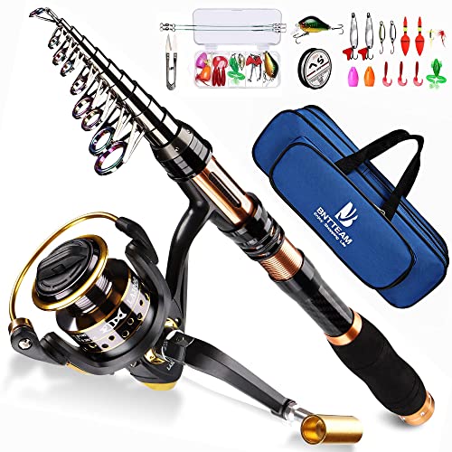 BNTTEAM Spinnrute und Rolle Combo Carbon Teleskop Angelrute 13BB Angelrolle Tasche Köder Schnur Haken Set für Reisen Surfen Salzwasser Süßwasser BNTTEAM Spinnrute und Rolle Combo Carbon Teleskop Angelrute 13BB Angelrolle Tasche Köder Schnur Haken Set für Reisen Surfen Salzwasser Süßwasser von BNTTEAM