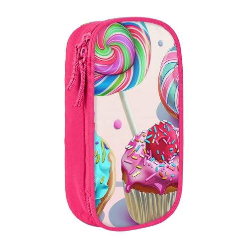 BNVSADC Buntes Federmäppchen mit süßem Lutscher-Motiv und Cupcake-Donut-Motiv, Reißverschluss, Stifteetui, Tasche, Halter, niedliche Stiftebox für Studenten, Teenager, Jungen, Mädchen, Erwachsene, von BNVSADC