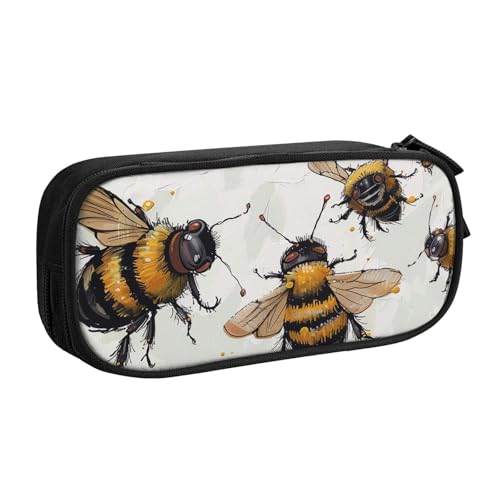 BNVSADC Lustiges Federmäppchen mit Bienen-Motiv, großes Federmäppchen, niedliches Federmäppchen, Büro, Schule, Schreibwaren-Organizer für Mädchen und Jungen, Schwarz, Schwarz , Einheitsgröße, von BNVSADC