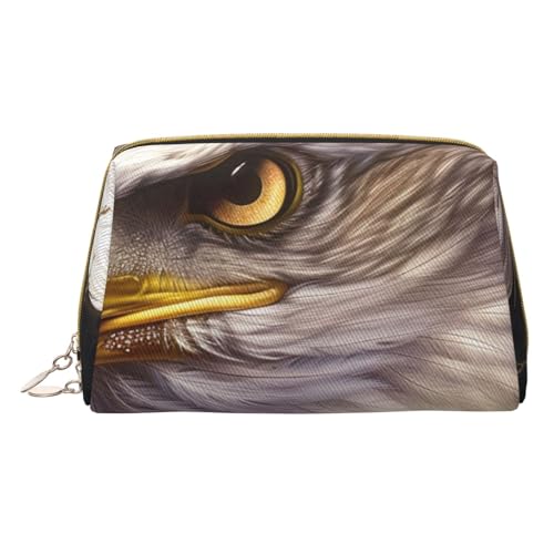 Kleine Make-up-Tasche mit US-amerikanischem Weißkopfseeadler, tragbar, Leder, Make-up-Tasche, Reise-Kosmetiktasche, Organizer für Damen, weiß, Einheitsgröße, Kosmetiktasche von BNVSADC