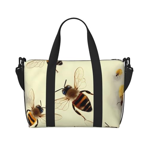 Reisetasche mit Honigbienen-Motiv, für Herren und Damen, groß, wasserabweisend, Turnbeutel, Wochenendtasche mit Schultergurt, Schwarz , Einheitsgröße, Reisetasche von BNVSADC