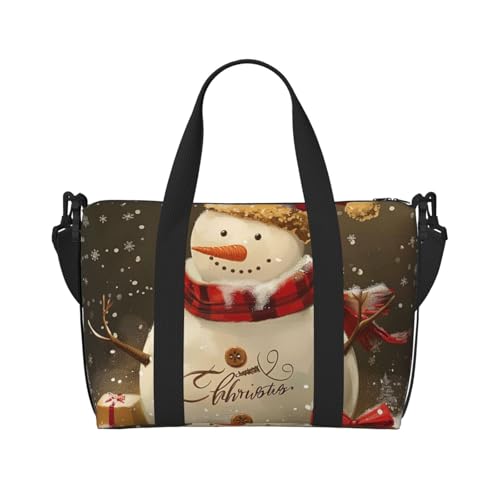 Reisetasche mit Schneemann-Motiv, für Herren und Damen, groß, wasserabweisend, Turnbeutel, Wochenendtasche mit Schultergurt, Schwarz , Einheitsgröße, Reisetasche von BNVSADC