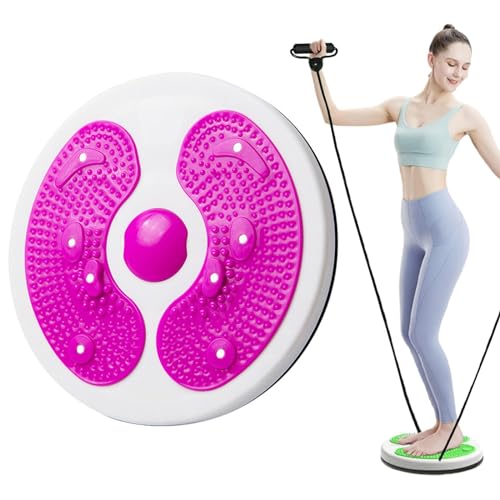 BOBORE Twist Board Taille Twisting Disc, Taille Flüstern Twisting Disc Board für Übung, Fitness Drehteller für Home Workout, Taille Wackelplatte mit Widerstandsbändern und Fußmassage (Farbe: Rose von BOBORE