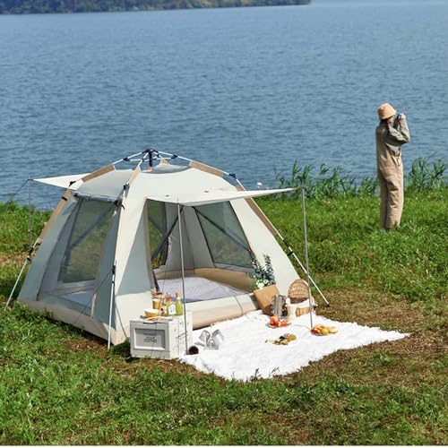 3–5 Personen Outdoor-Camping-Kabinenzelt, tragbares Camp-Picknick-Zelt, vollautomatisches, verdicktes 4-Jahreszeiten-Zelt mit Netzfenstern, Familiencamp-Picknick-Park-Zelt mit Tragetasche von BOBVB