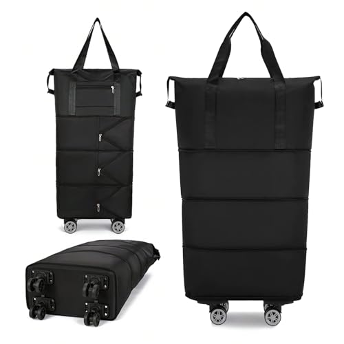 Reisetasche mit Rollen, Faltbare Wasserdichte Reisetasche mit großer Kapazität Erweiterbar Handgepäck mit Abnehmbar Rollen Damen Weekender Tasche Travel Handgepäck mit Nassfach für Sport Reisen Reisetasche mit Rollen, Faltbare Wasserdichte Reisetasche mit großer Kapazität Erweiterbar Handgepäck mit Abnehmbar Rollen Damen Weekender Tasche Travel Handgepäck mit Nassfach für Sport Reisen von BODYGAD