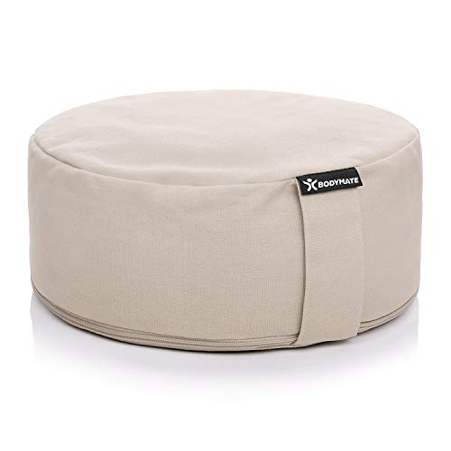 BODYMATE Yogakissen rund 31cm Durchmesser 13cm hoch Beige mit Buchweizen-Spelz Füllung – Maschinenwaschbarer Bezug aus 100% extra Dicker Baumwolle – Meditationskissen – Sitzkissen BODYMATE Yogakissen rund 31cm Durchmesser 13cm hoch Beige mit Buchweizen-Spelz Füllung – Maschinenwaschbarer Bezug aus 100% extra Dicker Baumwolle – Meditationskissen – Sitzkissen von BODYMATE