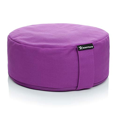 BODYMATE Yogakissen rund 31cm Durchmesser 13cm hoch Lila mit Buchweizen-Spelz Füllung – Maschinenwaschbarer Bezug aus 100% extra Dicker Baumwolle – Meditationskissen – Sitzkissen BODYMATE Yogakissen rund 31cm Durchmesser 13cm hoch Lila mit Buchweizen-Spelz Füllung – Maschinenwaschbarer Bezug aus 100% extra Dicker Baumwolle – Meditationskissen – Sitzkissen von BODYMATE
