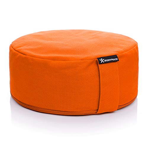 BODYMATE Yogakissen rund 31cm Durchmesser 13cm hoch Orange mit Buchweizen-Spelz Füllung – Maschinenwaschbarer Bezug aus 100% extra Dicker Baumwolle – Meditationskissen – Sitzkissen BODYMATE Yogakissen rund 31cm Durchmesser 13cm hoch Orange mit Buchweizen-Spelz Füllung – Maschinenwaschbarer Bezug aus 100% extra Dicker Baumwolle – Meditationskissen – Sitzkissen von BODYMATE