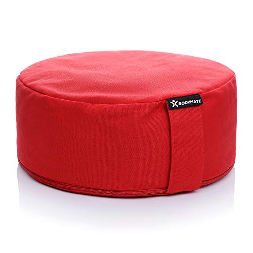 BODYMATE Yogakissen rund 31cm Durchmesser 13cm hoch RED Wine mit Buchweizen-Spelz Füllung – Maschinenwaschbarer Bezug aus 100% extra Dicker Baumwolle – Meditationskissen – Sitzkissen BODYMATE Yogakissen rund 31cm Durchmesser 13cm hoch RED Wine mit Buchweizen-Spelz Füllung – Maschinenwaschbarer Bezug aus 100% extra Dicker Baumwolle – Meditationskissen – Sitzkissen von BODYMATE