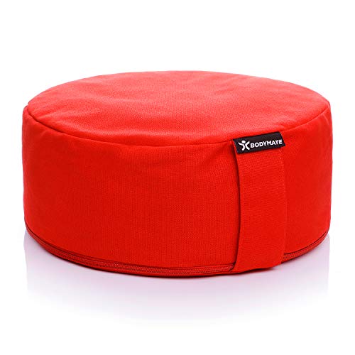 BODYMATE Yogakissen rund 31cm Durchmesser 13cm hoch Rot mit Buchweizen-Spelz Füllung – Maschinenwaschbarer Bezug aus 100% extra Dicker Baumwolle – Meditationskissen – Sitzkissen BODYMATE Yogakissen rund 31cm Durchmesser 13cm hoch Rot mit Buchweizen-Spelz Füllung – Maschinenwaschbarer Bezug aus 100% extra Dicker Baumwolle – Meditationskissen – Sitzkissen von BODYMATE