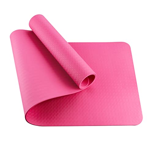 BODYMATE Yogamatte Premium TPE rutschfeste Fitnessmatte, Sportmatte Gymnastikmatte Matte für Fitness, Yoga, Pilates, Sport - Größe 183x61cm – Dicke 6mm Fuchsia-Pink von BODYMATE