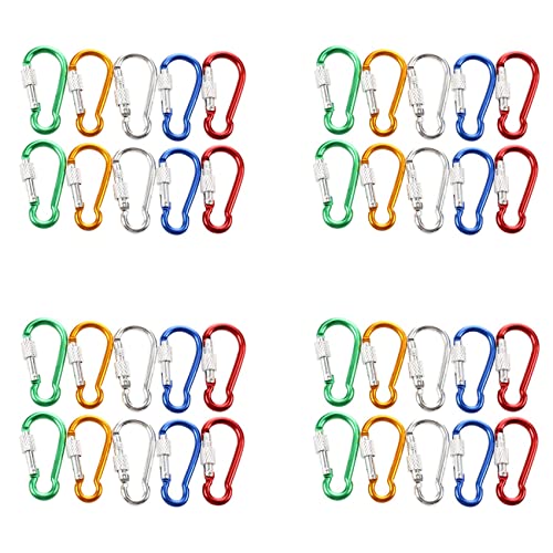 BOLAXHCA 40 Stück Farblich Sortierte Aluminiumlegierung Karabinerhaken Flaschenhalter von BOLAXHCA