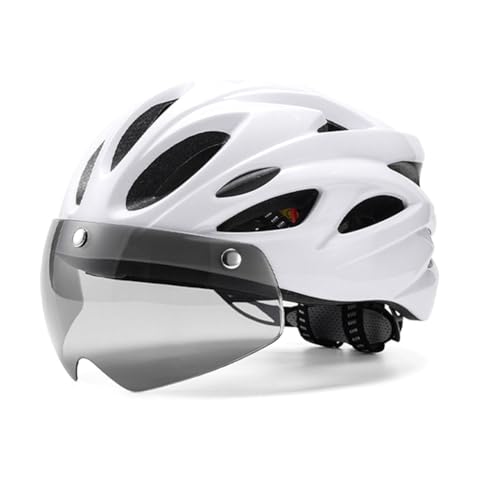 BOLAXHCA Fahrradhelm Fahrradhelm mit Rücklichtbrille, Verstellbarer Mountainbike-Helm für Erwachsene Männer Frauen Weiß von BOLAXHCA
