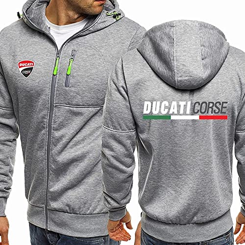 Herren Sweatshirt Hoodie Für Ducati Print Durchgehender Reißverschluss Jacken Langarm Cardigan Unisex Casual Fashion Kapuzenjacke Mit Taschen Für Frühling Und Herbst Männer Mäntel,A,3XL von BOMMEL