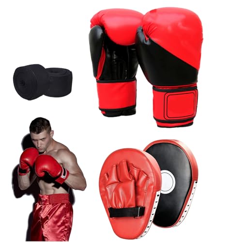Boxen Training Set, 1 Paar 6 oz Boxhandschuhe und 1 Paar Pratzen für Muay Thai Box Pratzen PU Handpratzen Boxpratzen Boxpads Mitts Boxhandschuhe Set für Kinder Boxausrüstung für Kickboxen Boxen Training Set, 1 Paar 6 oz Boxhandschuhe und 1 Paar Pratzen für Muay Thai Box Pratzen PU Handpratzen Boxpratzen Boxpads Mitts Boxhandschuhe Set für Kinder Boxausrüstung für Kickboxen von BONJUME
