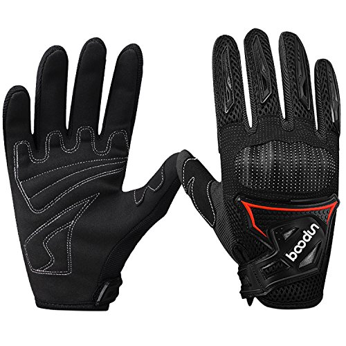 BOODUN Motorrad Handschuhe für Männer/Frauen Full Finger Radfahren Handschuhe Breathable Motorad Handschuh - Schwarz - XL von BOODUN