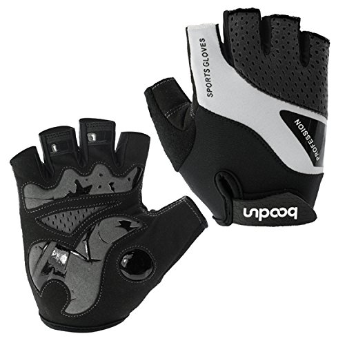 BOODUN Radfahren Handschuhe für Männer Frauen Half Finger Fahrradhandschuhe Atmungsaktive Anti-Rutsch-Handschuhe - Schwarz - XL von BOODUN