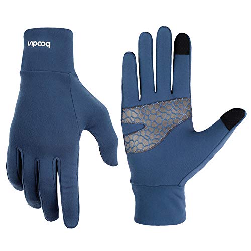 Leichte Sporthandschuhe Laufhandschuhe Running Handschuhe Slim mit Touchscreen-Funktion und Anti-Rutsch Funktion - Blau - S/M von BOODUN