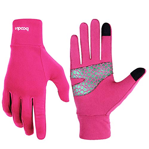 BOODUN Leichte Sporthandschuhe Laufhandschuhe Running Handschuhe mit Touchscreen-Funktion und Anti-Rutsch Funktion - Rosa - L/XL von BOODUN