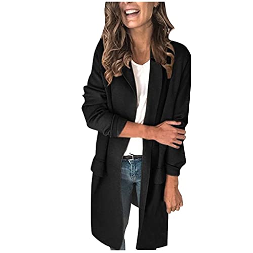 BOOMJIU Damen Dünne Lange Hülse Blazer Einfarbig Büro Anzug Mantel Slim Fit Revers Geschäft Jacke Lang Mode Frauen Basic Mäntel Winter von BOOMJIU