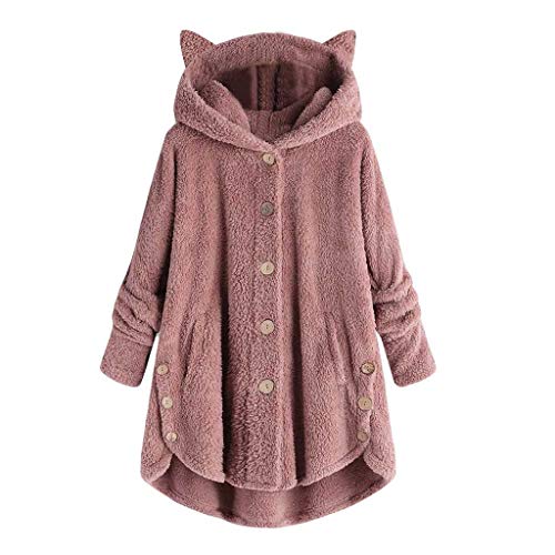 BOOMJIU Damen Übergroße Hoodies Mit Katze Ohren Plüsch Strickjacke Winter Warmer Mantel Jacke Reißverschluss Outwear Langarm Hoodie Pullover Mädchen Langarm Casual Sweatshirts von BOOMJIU