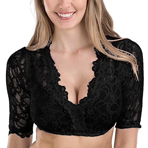 BOOMJIU Fauean Damen Dirndlbluse aus Spitze weiß Schwarz - Elegante & Exklusive halbarm Stretch Dirndl Bluse Schöne Bluse BOOMJIU Fauean Damen Dirndlbluse aus Spitze weiß Schwarz - Elegante & Exklusive halbarm Stretch Dirndl Bluse Schöne Bluse von BOOMJIU
