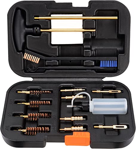 BOOSTEADY Pistol Cleaning Kit Pistolenreinigungsset Elite Ausführung für 9mm/.357.22.45.40 Gun Cleaning Set Pistolenreinigungsset Messingbürste mit Tragbare Koffer, Zacken & Schlaufen aus Messing von BOOSTEADY