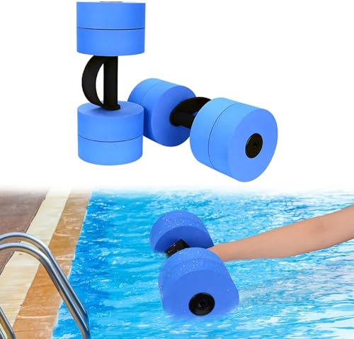 BOOSTEADY Wasserhantel Aquahanteln für Wasserübungen Wasser Fitness Hanteln mit 4 Poolgewichten aus EVA Schaum für Männer Frauen Wasser Fitness, Blau Kurz von BOOSTEADY