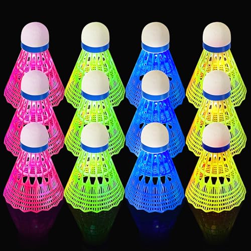 12 Pieces LED Federbälle,LED Badminton Bälle,4 Farben LED-Licht Federballs,Leuchtende Federbälle für Nacht,Badminton Federbälle,LED Leuchten Badminton,LED Federballs für In-, Outdoor Sportsaktivitäten 12 Pieces LED Federbälle,LED Badminton Bälle,4 Farben LED-Licht Federballs,Leuchtende Federbälle für Nacht,Badminton Federbälle,LED Leuchten Badminton,LED Federballs für In-, Outdoor Sportsaktivitäten von BORDEAG