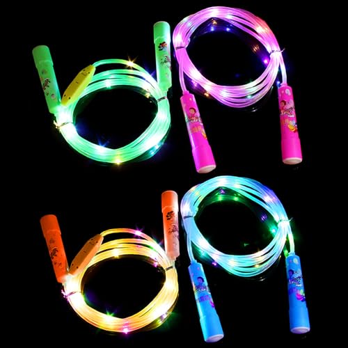 4 Stück Leuchtendes Springseil, Springseil Mit LED, Drei Lichtmodi, Jump Rope, Speed Rope, Sprungseil Einstellbare Länge Für Sport, Outdoor-Aktivitäten, Fitness Training 4 Stück Leuchtendes Springseil, Springseil Mit LED, Drei Lichtmodi, Jump Rope, Speed Rope, Sprungseil Einstellbare Länge Für Sport, Outdoor-Aktivitäten, Fitness Training von BORDEAG