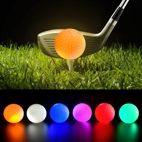 BORDEAG Leuchtende Golfbälle, 6 Stück LED Golfbälle, Bunt Golfbälle, Bunt Light Up Golfbälle, Nacht Golfball, Leuchtender Golfball Perfekt für NachtTraining BORDEAG Leuchtende Golfbälle, 6 Stück LED Golfbälle, Bunt Golfbälle, Bunt Light Up Golfbälle, Nacht Golfball, Leuchtender Golfball Perfekt für NachtTraining von BORDEAG