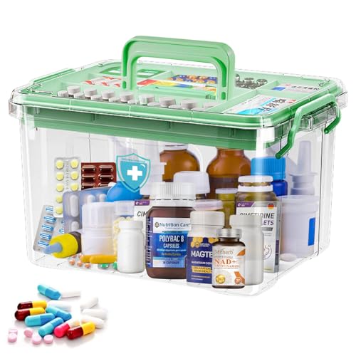BORDEAG Medikamenten Aufbewahrung, Doppelschichtige Medizinbox, Hausapotheke Box, Medikamenten Organizer, Medikamenten Aufbewahrungsbox, Medicine Box, Apothekenbox für Zuhause Reisen, 23.5x17x13.5 cm BORDEAG Medikamenten Aufbewahrung, Doppelschichtige Medizinbox, Hausapotheke Box, Medikamenten Organizer, Medikamenten Aufbewahrungsbox, Medicine Box, Apothekenbox für Zuhause Reisen, 23.5x17x13.5 cm von BORDEAG