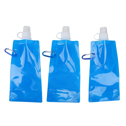 BOROCO 480ml Faltbare Wassertasche outdoor,Tragbare ultraleichte faltbare Wasserbehälter mit Verbindungshaken Für Outdoor-Reisen, Wandern, Camping 3pack von BOROCO