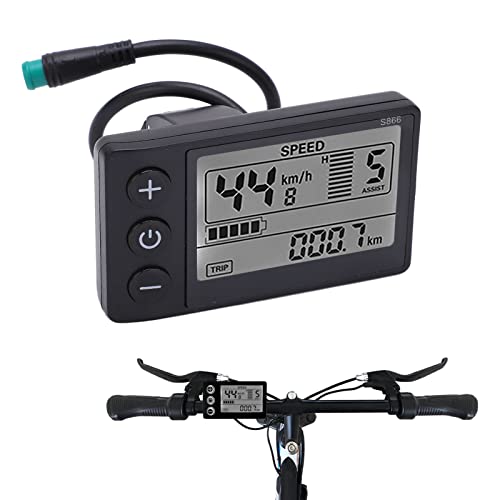 BOROCO Elektrofahrräder LCD Display,24V 36V 48V S866 Elektrisches E Bike Display,Fahrradzubehör Meter Bedienfeld mit Wasserdichtem Stecker (22.2 mm) von BOROCO
