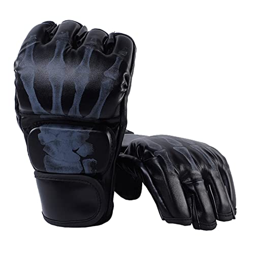 BOROCO Fingerlose Boxhandschuhe, 1 Paar Halbfinger-Kickboxhandschuhe Mit Verstellbarem Handgelenkband Für Männer Und Frauen (4 Farben)(Schwarz) von BOROCO