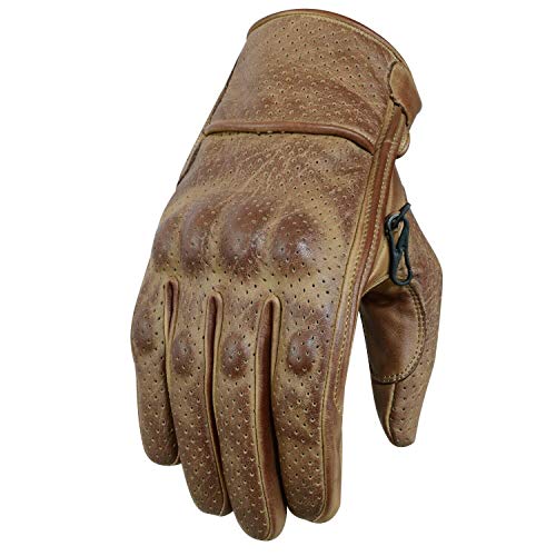 Motorradhandschuhe , Leder Motorradhandschuhen, Chopper Vintage Leder Handschuhe (2XL, Braun) von BOSMOTO