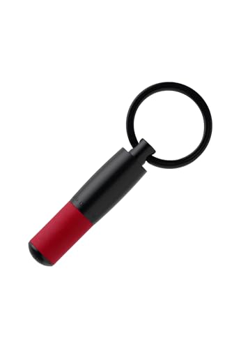 Hugo Boss Schlüsselring mit Anhänger, Gear Matrix Red, Edelstahl Mattschwarz, zylinderförmiger Anhänger, praktisch und modisch, HAK007P, Dia. 13.1 x 54.7 / Ring: 27 mm von HUGO BOSS