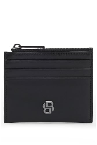 BOSS Herren B ICON Kartenetui aus mattem Leder mit Double-B-Monogramm Schwarz Stck von BOSS