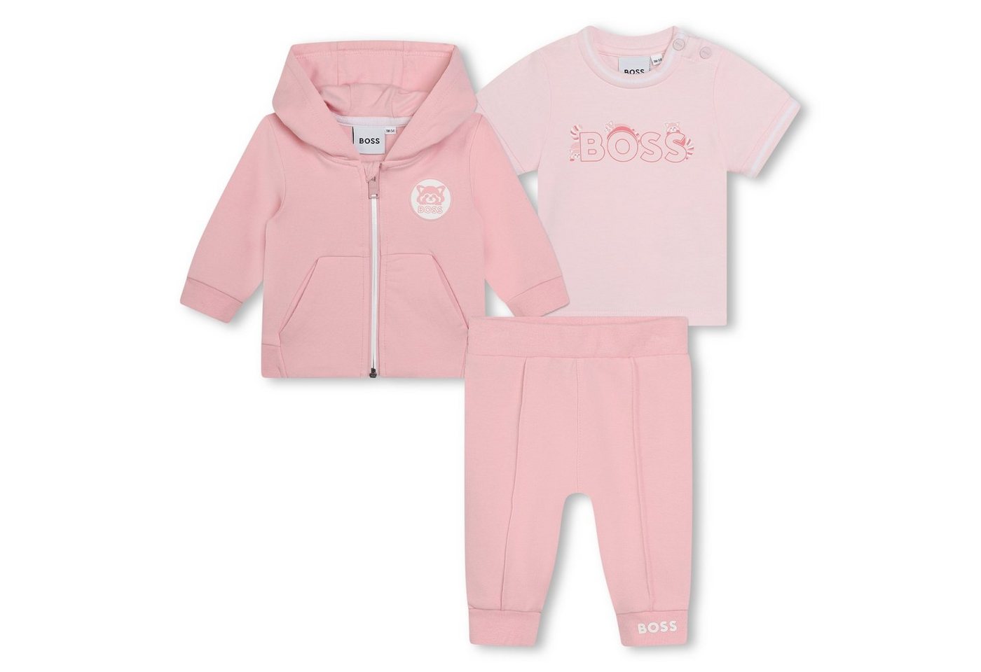 BOSS Neugeborenen-Geschenkset BOSS Baby Jogginganzug rosa Set 3-teilig von BOSS