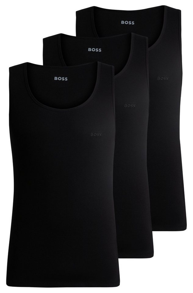 BOSS Tanktop 3P RibClassic BOSS ONE x David Beckham Ton in Ton Stickerei auf der Brust von BOSS