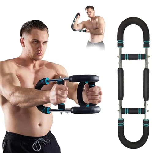 BOSSETY Armtrainer, U- Shaker Twister Armtrainer, Verstellbarer Brust-Expander,Tragbarer Muskelkraftverstärker mit Drehstab, unterarm trainingsgerät,dreistufige Geschwindigkeitseinstellung (Blau) von BOSSETY