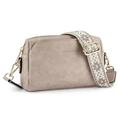 BOSTANTEN Damen Crossbody Bag mit verstellbarem Farbigem Riemen, Damen Umhängetasche aus PU Leder, Schultertasche für Frauen von BOSTANTEN