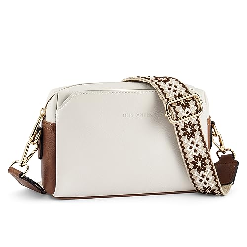 BOSTANTEN Damen Crossbody Bag mit verstellbarem Farbigem Riemen, Damen Umhängetasche aus PU Leder, Schultertasche für Frauen von BOSTANTEN