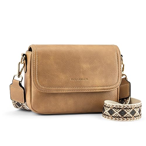 BOSTANTEN Damen Crossbody Bag mit verstellbarem Farbigem Riemen, Damen Umhängetasche aus PU Leder, Schultertasche für Frauen von BOSTANTEN