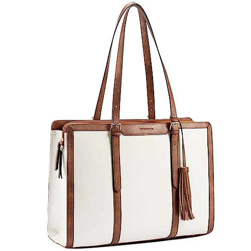 BOSTANTEN Damen Laptop Handtasche 15.6 Zoll Aktentasche PU Leder Schultertasche Frauen Businesstasche Große Shopper Tasche mit 3 Fächern,Beige BOSTANTEN Damen Laptop Handtasche 15.6 Zoll Aktentasche PU Leder Schultertasche Frauen Businesstasche Große Shopper Tasche mit 3 Fächern,Beige von BOSTANTEN