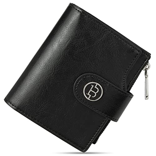 BOSTANTEN Geldbörse Damen Klein, Portemonnaie Damen Geldbeutel Frauen Kunstleder RFID-Schutz Slim Wallet mit Münzfach(Schwarz) von BOSTANTEN